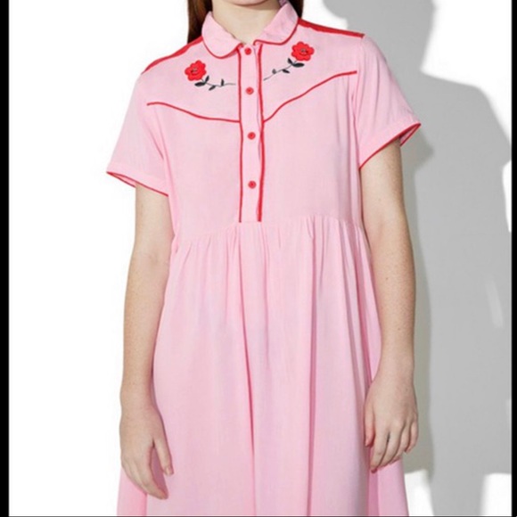 Lazy Oaf Dresses | Lazy Oaf Pink Rose Babydoll Dress Sz L | Poshmark